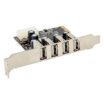 1 комплект PCI-E в 4 порта USB 2.0 Конвертор Карта PCIE USB2.0 Адаптер за карта MCS9990 Чипсет дава възможност за гореща замяна на таксите USB Странично Карта на ПХБ