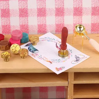 1 комплект, миниатюрна кукла къща в мащаб 1:6, 1:12, инструмент за восъчен печат, лакирана дръжка за лъжици, восъчни гранули, модел плик, детски играчки за ролеви игри