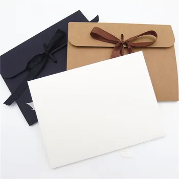 10 бр. крафт-плик с лента Опаковъчна кутия Празна декоративни подаръци 
