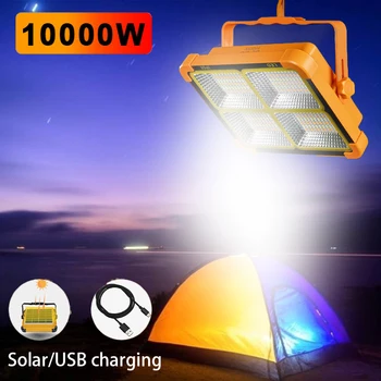 10000 Вата led слънчев прожектор Акумулаторна батерия за преносим слънчев фенер Външен led авариен нощен 4-защитен магнит Лампа за къмпинг