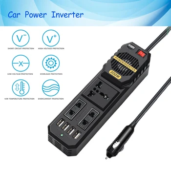 200 W автомобилен инвертор dc 12 v променлив 220v адаптер за зарядно устройство конектор автоматичен конвертор мощност USB мобилен телефон бързо зареждане на автомобилен инвертор