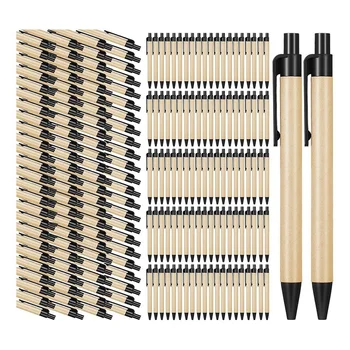 200 бр. черни химикалки, екологично чисти писалки, химикалки от рециклирана крафт-хартия, на едро, офис, училище