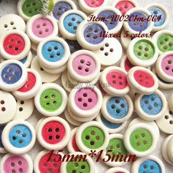 2014 Спешный албум за изрезки, 15 мм, 4 отвора, натурални дървени копчета цвят карамел за деца, занаяти, изработени ръчно изработени или шевни аксесоари