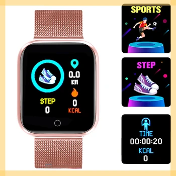 2021 Женски спортен гривна смарт часовници дамски умни часовници мъжки Smartband Android и IOS и Водоустойчив фитнес тракер смарт часовници за мъже