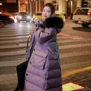 2022 Нови дамски зимни корейски якета, дългите топли паркове, женски изолирана палто, паркове с памучна подплата, якето с качулка, връхни дрехи A134