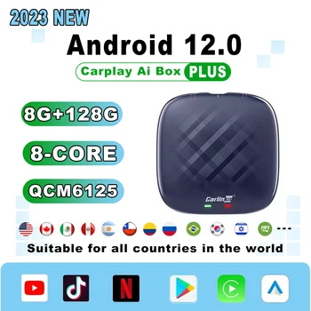 2023 Mini CarPlay Ai Plus Box Android 12 Безжичен CarPlay Android Auto 4G LTE QCM6125 8-Ядрен 8 + 128 GB Netflix Стрийминг на YouTube