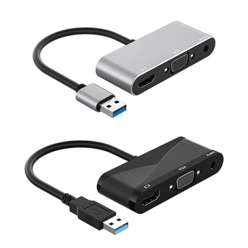 2023 Нов адаптер USB 3.0 VGA, конвертор USB Type C за двойна VGA сплитер