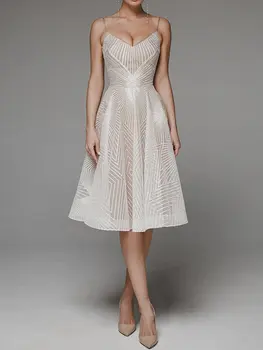 2023 постъпването на Ново, модерно секси вечерна рокля без ръкави, с бродерия на подтяжках, елегантна приталенное рокля на спагети презрамки, дамски дрехи