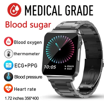 2023 Умен часовник Нивото на захар в кръвта, ЕКГ + ТОЧКИ за мониторинг на кръвното налягане, температурата на тялото, Умни часовници за мъже Дамски часовници фитнес-тракер