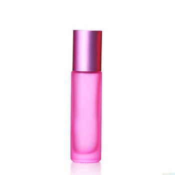 20PCS 10 мл Преносим матово розов стъклен сачмен флакон за етерични масла, флакони за парфюми, контейнер за мъгла, пътен бутилка за многократна употреба-цветарство