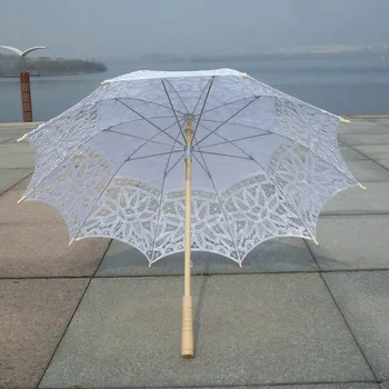 30 бр./лот, елегантен дантелен чадър принцеса, сватбен чадър, Баттенбургское дантела, плажен чадър от слънцето с дълга дръжка, ръчно изработени, ZA4965