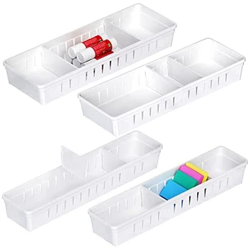 4 опаковки от пластмаса организатор за офис чекмеджета, малък настолен организатор, организатор за грим, разделители за съхранение