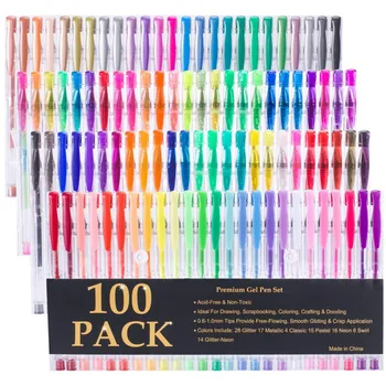 48/100 цветове, набор от маркери химикалки за подчертаване, цветни гел химикалки, детска рисунка, живопис, флуоресцентно метален блясък
