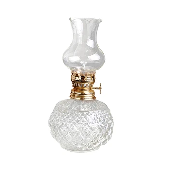 4X Керосин лампа за помещения, класическа керосин лампа с абажуром от прозрачно стъкло, църковни принадлежности за дома