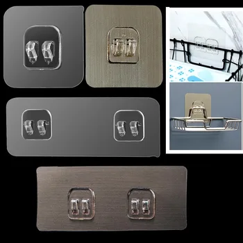 5 бр. самозалепващи стенни куки Прозрачна рамка, която да работи стена закачалка здрави куки издънка стенен държач за кухня органайзер за баня