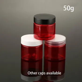 50 г Червена пластмасова банка за еднократна употреба 2 грама на Празен контейнер за грим 50 мл Лосион за грим, крем, бонбони, хапчета, чай, бутилки за съхранение при пътуване