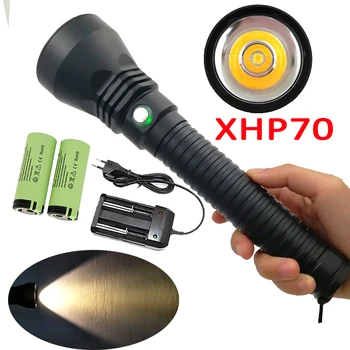 5000LM XHP70 led фенерче за гмуркане Жълта светлина, Водоустойчив подводна светкавица лампа за потапяне факел