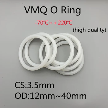 50шт Силиконова циркулярното CS 3,5 mm OD 12 мм ~ 40 мм VMQ Бяла Храни Водоустойчива Гумена Шайба Силиконова Гумено Уплътнение О-пръстен