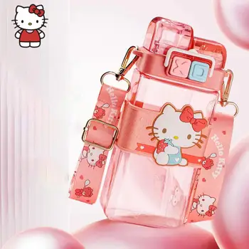 520 мл Kawaii Hello Kitty Sanrio Чаша за вода Kuromi My Melody Cinnamoroll Аниме Детски Двойни Чаши За Напитки Градинска Преносима Бутилка За Вода