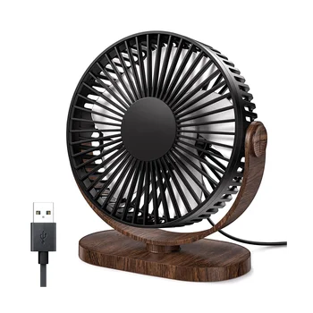 6,5-инчов настолен USB-вентилатор с 3 скорости, безшумен преносим настолен вентилатор с регулиране на 360 °, персонален мини вентилатор за офис, черен