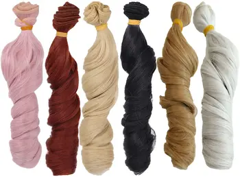 6 бр., аксесоари за кукли, къдрава коса, перука от синтетични влакна, высокотемпературное влакна, имитация на ролка за куклено на косата за 