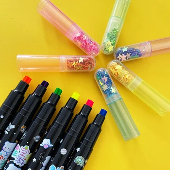 6 Цвята/набор от Kawaii Star Маркери Pen Цвят на Карамел Скъпа Писалка-Стампер Ръчно акаунт Студентски подаръци Ученически Канцеларски материали