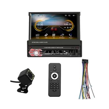 7-инчовата автомобилна стерео система с ръчно превключване, Carplay Android Auto, радио с тъчскрийн на един Din HD, камера за задно виждане с огледално връзка FM Bluetooth