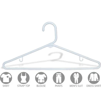 Abdo Бяла Пластмасова Тръбна Костюмная Закачалка за Потници или панталон, 144 опаковки, Закачалки за дрехи, Бебешки дрехи, Закачалки за дрехи, Закачалка за дрехи