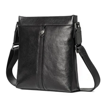 AETOO Мъжки бизнес вертикална чанта през рамо от естествена кожа, най-горния слой, проста мека чанта през рамо