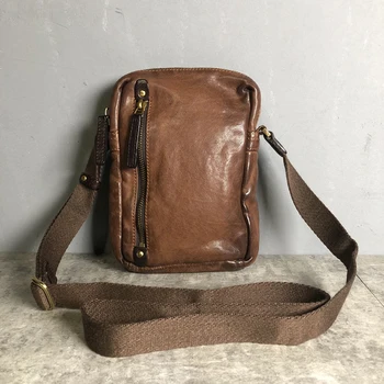 AETOO Нова мъжка чанта ръчна изработка в стил ретро, кожена чанта-месинджър, на първия слой, воловья кожа, индивидуалност, модерна чанта за мъже