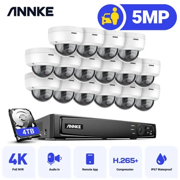 ANNKE H500 16CH 6MP NVR PoE IP Камера Система за Сигурност 16шт 5MP IP67 Водоустойчив Външен Комплект за Нощно Виждане за видео наблюдение
