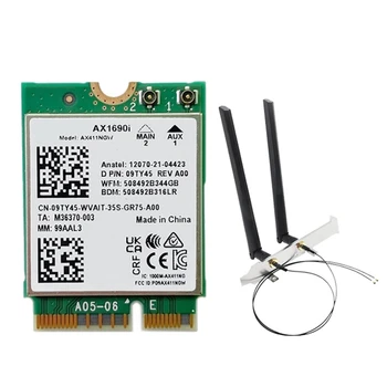 AX1690I Wifi Карта с антена 2X8 DB AX411 Wi-Fi 6E Скорост 2,4 Gbit/s, 802.11n Ax 2,4/5 / 6 Ghz Безжичен модул Bluetooth 5,3