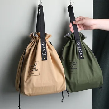 BalleenShiny Проста удерживающая ремъци, термоизоляционная чанта за хранене, японски памук, бельо холщовая чанта за пикник и обяд в индустриален стил