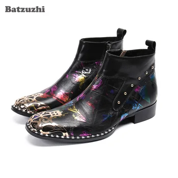 Batzuzhi/ Луксозни Мъжки обувки, ръчно изработени, Оригинални Ботильоны от естествена кожа с метално бомбе, Мъжки Вечерни Ephesus Masculina, US6-US12