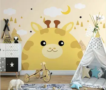 beibehang 3D големи тапети стенопис ръчно рисувана карикатура жираф детски фон на стената papel pintado de pared