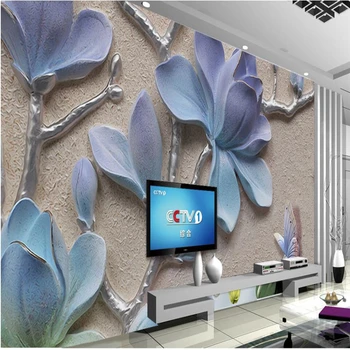 beibehang 3D Фон с релефни орхидеи, стенни орхидея с релефни, самостоятелна голяма фреска, опазването на околната среда копринени тъкани, тапети