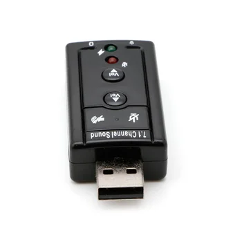 BGEKTOTH USB 2.0 3D Адаптер виртуална аудио звукова карта за Преносим аудио контролер за КОМПЮТЪР, лаптоп черен