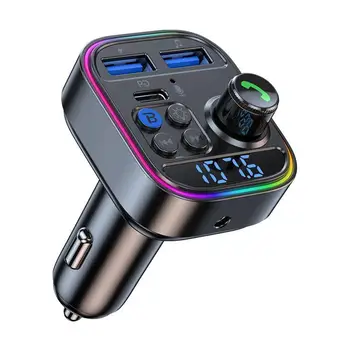 Bluetooth 5.3 Fm-Предавател Безжичен Bluetooth Автомобилен Плейър, Зарядно Устройство Type-c Приемник на повикване Хендсфри, Usb, Aux, Mp3 Адаптер R A0g5