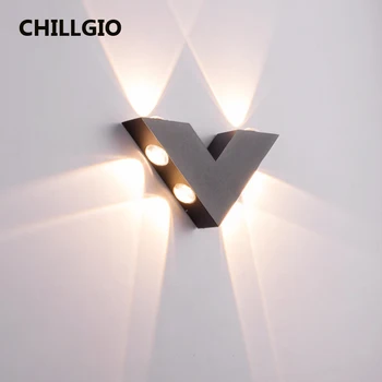 CHILLGIO Водоустойчива вътрешна външни стенни тела с V-образна форма от алуминий, осветление на вътрешния двор на хотела, начало декор в скандинавски стил, открит лампа за помещения