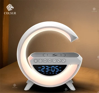 COLSUR Bluetooth високоговорител 15 W Безжично зарядно устройство alarm clock акумулаторна батерия Говорител Начало декор RGB лампа parlantes bluetooth
