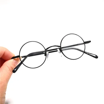 Cubojue Малки Кръгли Очила за Късогледство 38 мм Рамки За Очила Мъжки Дамски слънчеви Очила С Пружинным тръба на шарнирна Връзка, Антибликовый Синя Светлина 0-150