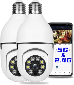 D2 Умна крушка Помещение 5G WiFi външна 1080 P лампа E27 камера за сигурност за помещения 360 ° камера за сигурност с интелигентни откриване на движение