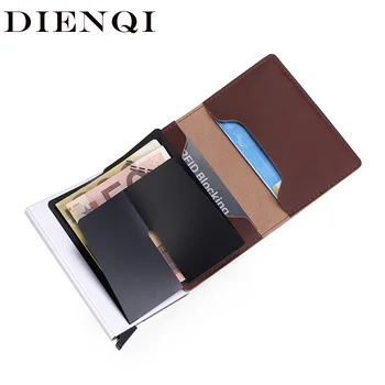 DIENQI Rfid, държач за кредитни карти, мъжки портфейл, бизнес-лична карта, банкова идентификация карта, калъф, мъжки метален умен минималистичен портфейл nfc