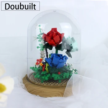 Doubuilt творчески градивен елемент цвете 3D вечни рози теменужки Сакура MOC блок Модел празнични подаръци за момичета Декорация на дома