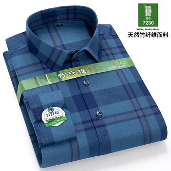 Faboten, мъжки ризи от бамбуково влакно, новост 2023 г., бизнес корейски тънък елегантен ежедневния моден каре шарени копчета