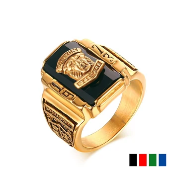 FDLK, модерно винтажное златно метално, черно, синьо, червено пръстен с кристали, 1973, Walton Тайгърс, тъмно-сини пръстени-печати за мъже, мъжки бижута в стил бохо