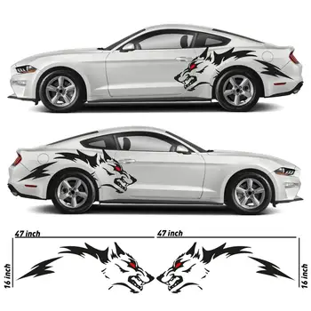 Ford Mustang главата койот, контур вълк-включва двете страни. Стикер с надпис Tribal Tattoo kit | Изображение отстрани на колата | vinyl стикер