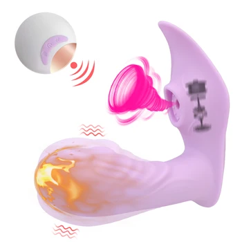 G Spot Стимулация на Влагалището 2 в 1 Носене Вибриращ Вибратор Смучене Вибратор Нагревающий Клитора на Зърното Издънка Секс Играчки За Жени