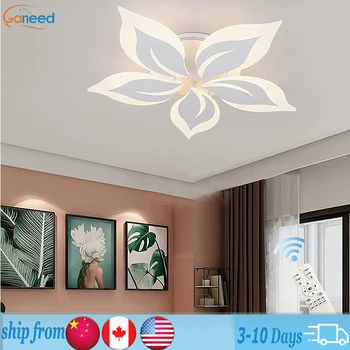 Ganeed Модерен тавана лампа, led полилей, с регулируема яркост, плафониери с вълни, дистанционно управление, акрилен лист, тавана лампа, лампа