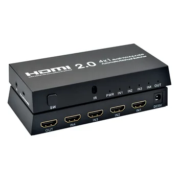 HDMI превключвател 4x1 4 До/60 Hz HDMI 2,0 Автоматичен/Ръчен Превключвател 1 HDMI Изход 4 HDMI 4 В 1 Изход за Преносим компютър ТЕЛЕВИЗОР